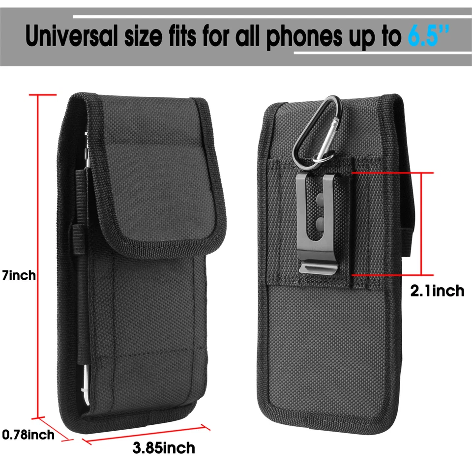 Vertical Cell Phone Belt Clip Holster Pouch Buckle Wallet Case Card Holder Cover - Image 3 of 4