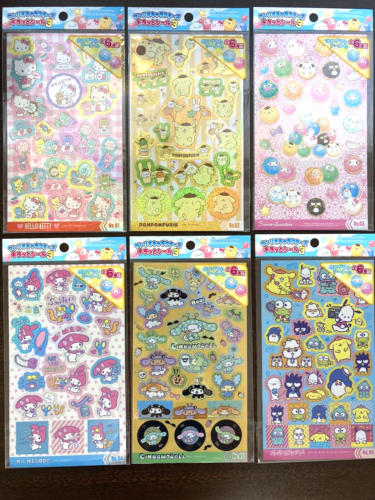 Hello Kitty My Melody SANRIO Characters  Holo Stickers set of 6 Japan exclusive - Picture 1 of 7