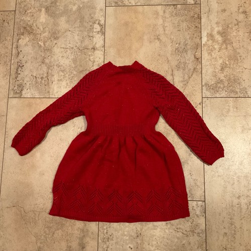 Cat And Jack Shimmery Red Sweater Dress Girls Sz 3T Knit Sparkly Holiday Pretty - Picture 5 of 9