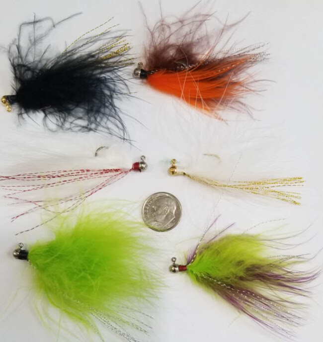 Erie Dearie Flu Flu Chrome Panfish Jigs Marabou Feather Crappie