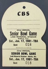 32nd North South Senior Bowl Football Game Ticket Stub 1/17 1981 Press Pass CBS