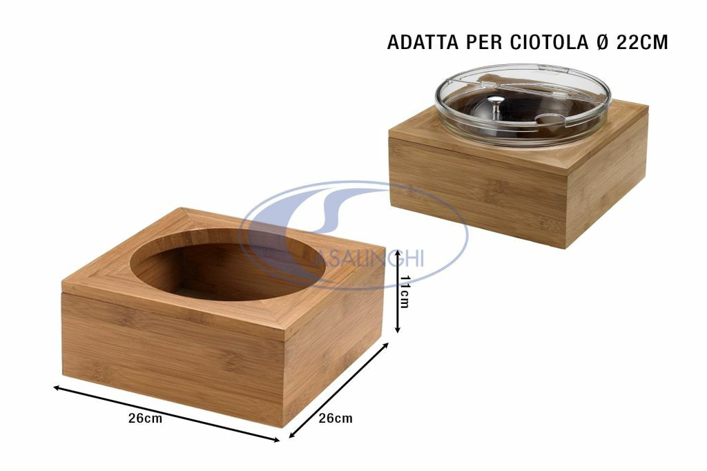SUPPORTO PER CIOTOLA BAMBOO CM.26X26X11 CM.22 BASE PORTACIOTOLA SOTTOCIOTOLA