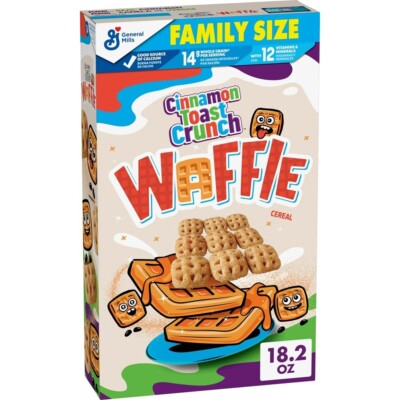Cinnamon Toast Crunch WAFFLE Breakfast Cereal, Family Size, 18.2 oz