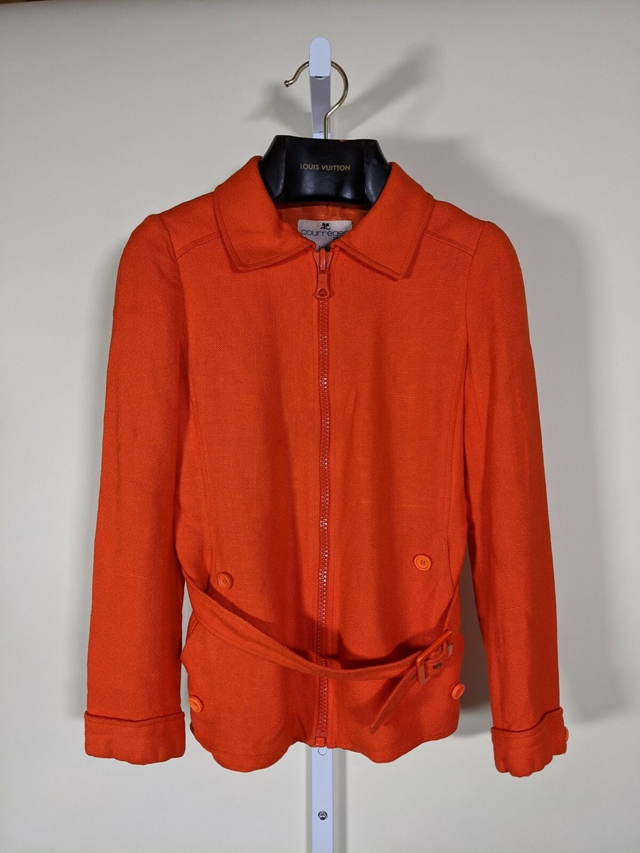 Andre Courreges Vintage 70s Orange Fibranne Zip Jacket Paris 