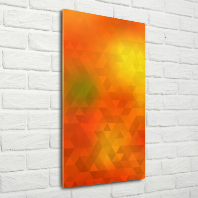 Wand-Bild Kunstdruck aus Hart-Glas Hochformat 70x140 Abstrakte Dreiecke