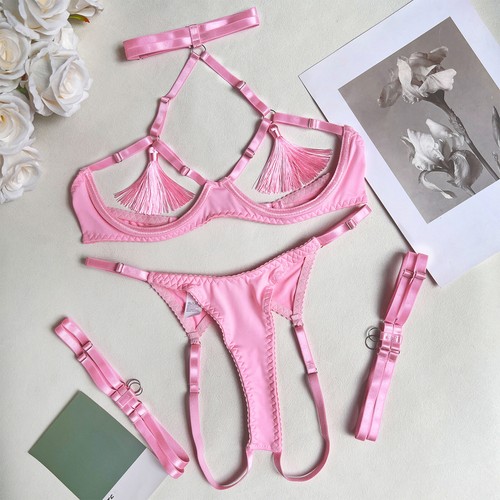 Sexy Damen Dessous Spitze Babydoll BH Tanga Set Unterwäsche Nachtwäsche - Bild 9 von 27