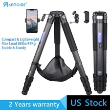 Compact Carbon Fiber Tripod Heavy Duty Travel Camera Tripod Stand Load 88lbs