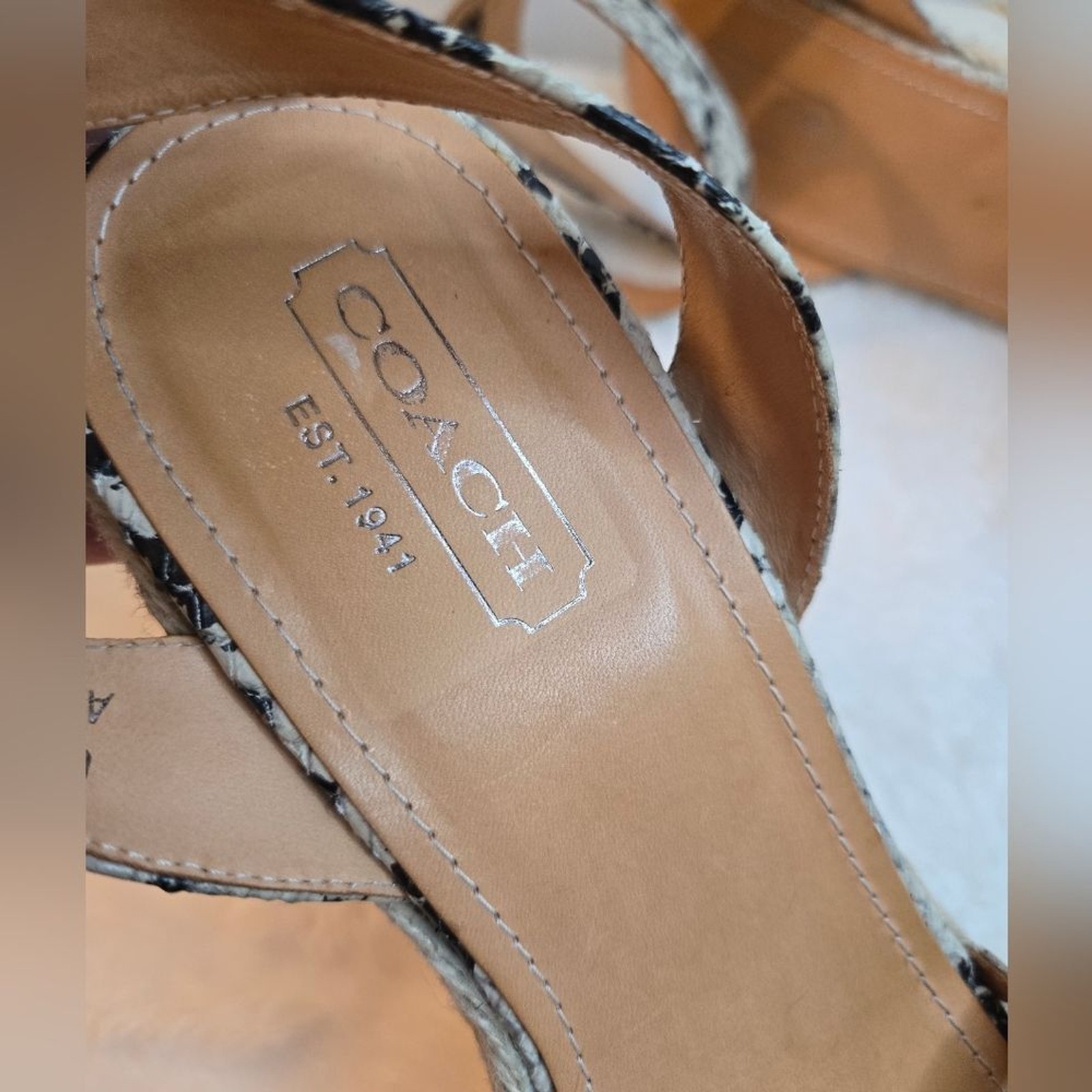 Coach "Helen" Printed Python Espadrilles Wedge Pr… - image 4