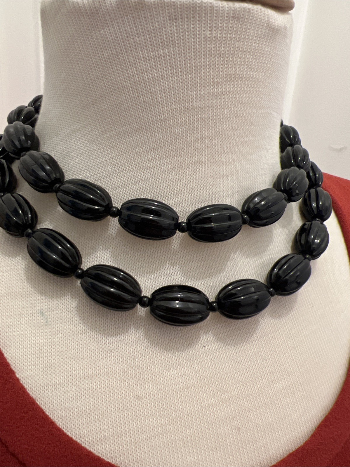 VINTAGE KJL KENNETH JAY LANE BLACK BEADS 35" NECK… - image 1