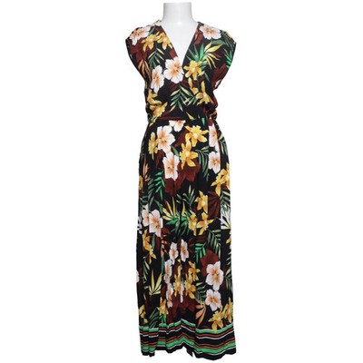 Zara Basic, Jumpsuit, Größe: M, Schwarz/Mehrfarbig, Viskose, Blumen, Damen #NMf