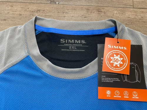 Simms Solarflex Plus Crew Mens XXL Long Sleeve UPF 50 Fishing Zipper Pocket - Picture 3 of 11