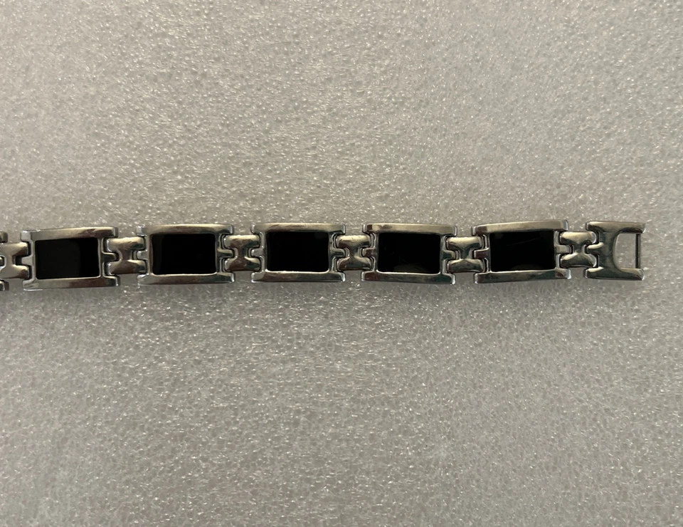 Pulsera Cincel Acero Inoxidable Esmalte Negro 9 pulgadas Eslabón 9" Foto 4 de 4