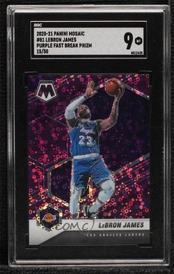 2020-21 Panini Mosaic Fast Break Purple Prizm 15/50 LeBron James #81 9l4