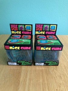 Needoh Nice Cube Lot (2) Blue and Blue Squeeze Toy Schylling New/Sealed