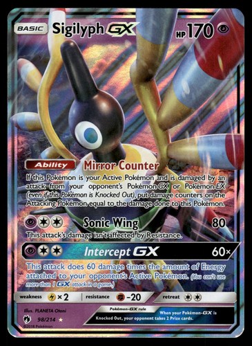 Sigilyph GX 98/214 Holo GX Rare Lost Thunder Pokemon Lightly Played