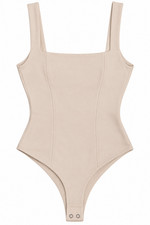 Abercrombie Fitch Beige Sculpted Corset Bodysuit Square Neck XS NWT