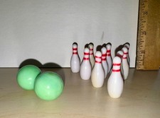 Mini Bowling Set For Desk Or Tabletop Fun Includes 10 Pins  2 Green Glass Balls