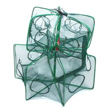 Rete da Pesca Esagonale Piegata 6 Fori Gamberi Pesci Trappola Gamberetti Gabbie