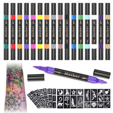 Temporary Tattoo Markers for Skin  Dual-End 16-Count Body Markers  77 Large Ta