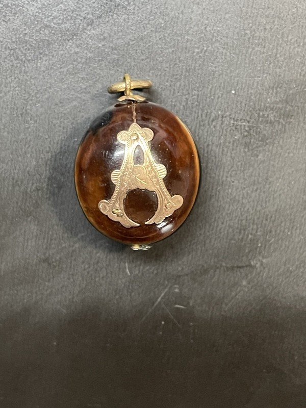 Antique Masonic 10k Yellow Gold Sea Bean Drift Seed Pendant Fob