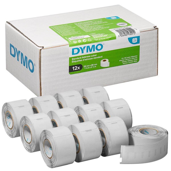 Dymo Etikettenrollen FüR Etikettendrucker S0722370 Weiß, 28,0 X 89,0 Mm, 12...-image