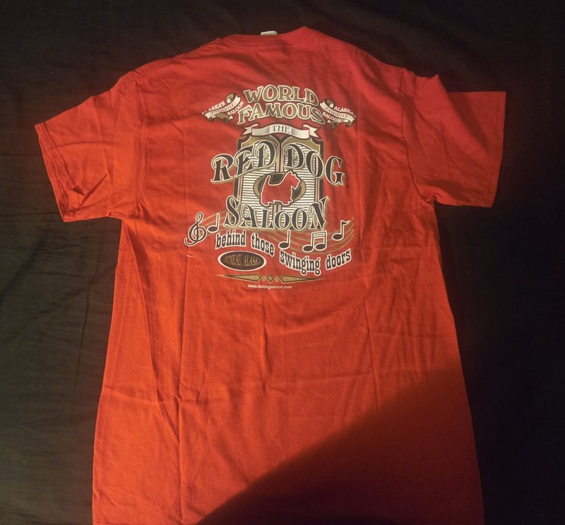 Vtg Red Dog Saloon Juneau Alaska Men's Red Short  Sleeve T-shirt Size Large