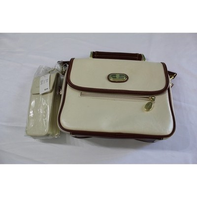 Della Prima Vintage Cream Brown Colorblock Crossbody Organizer Bag with Pouch