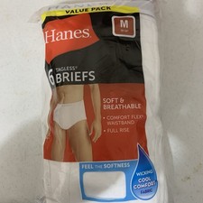 Hanes Six pair briefs white medium 32/34 New Full Rise Flex Waistband