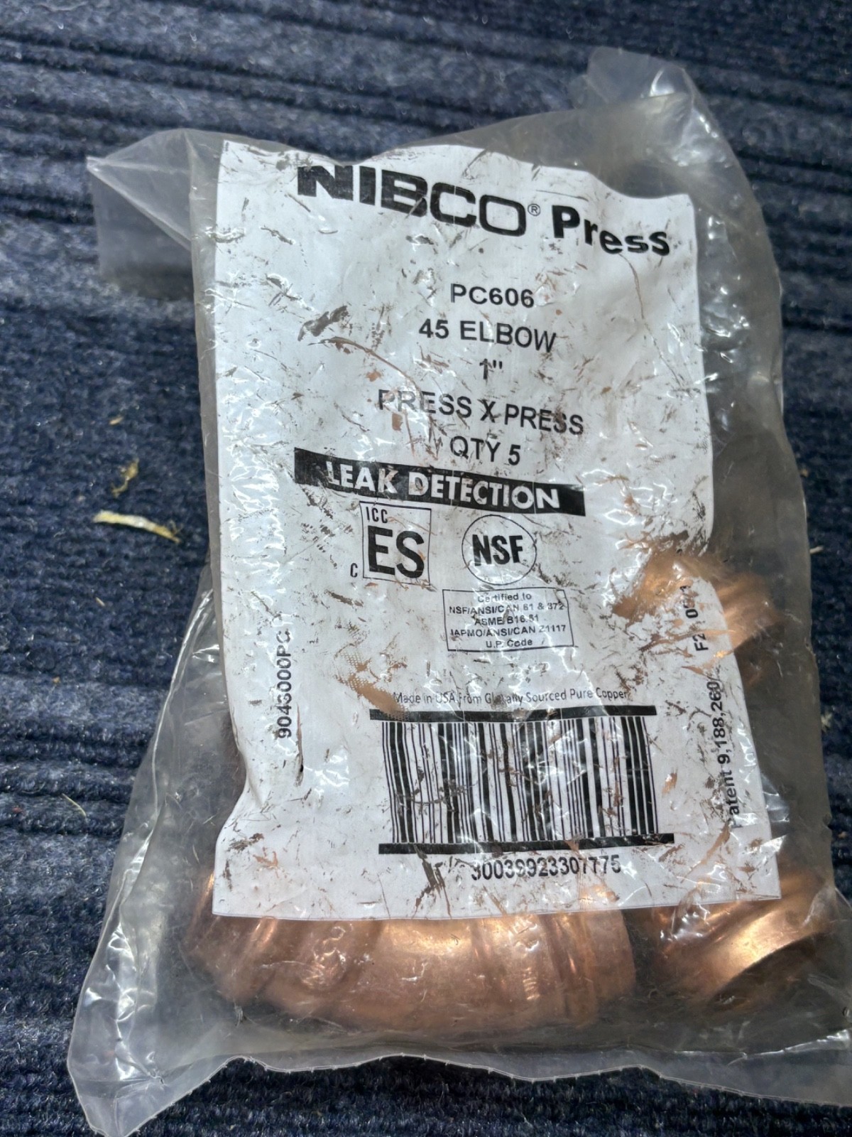 5 NEW Nibco PC606 1" Press Copper 45° Elbow (9043000PC) (O3)
