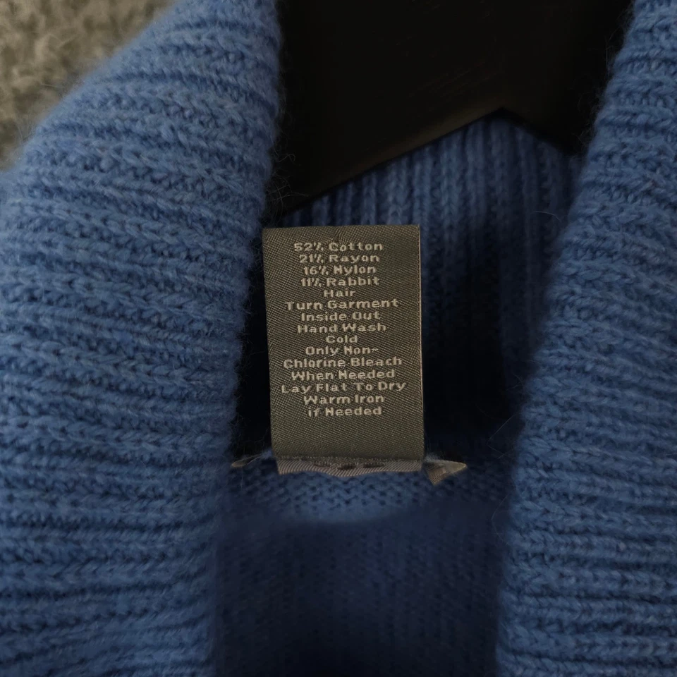 Suéter Ann Taylor Para Mujer L Azul Cuello Alto Mezcla de Cabello de Conejo Tejido Suave Pullover Foto 4 de 4