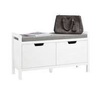 Schuhbank SitzfläChe Stauraum Flur Wohnzimmer Weiß MDF Schuhregal 91X30X50Cm