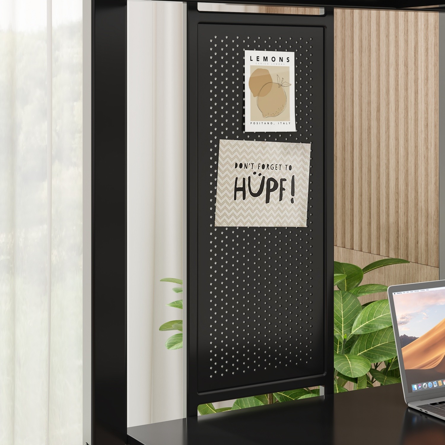 Twin/Full Size Metal Loft Bed Frame with Desk & Storage Shelves for Teens Black