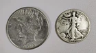 Lot $1.50 face 1922 Peace Silver Dollar 1943 Walking Liberty 90% Below Melt