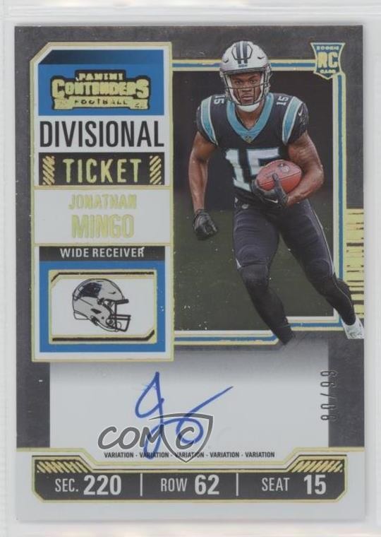 2023 Contenders Divisional Ticket 80/99 Jonathan Mingo #119 Rookie Auto RC 11p9