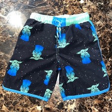 Star Wars The Child Baby Yoda Space Boys Swim Trunks Size 6/7