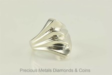 Mexico Sterling Silver Wavy Grooved Concave Triangle Ring 925 TV-50 Sz: 7.5