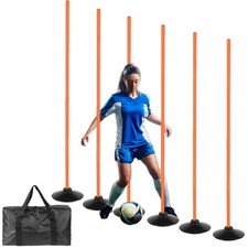 6 Pcs 5FT Adjustable Agility Training Poles for Soccer,Basketball, Football, ...