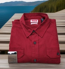 WRANGLER COMFORT FLEX CHAMBRAY MEN'S XLARGE BUTTON UP CASUAL LONG SLEEVE RED NWT