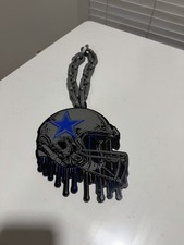 Dallas Cowboys Football Helmet Pendant Drip Chain Silver Blue Black NFL 