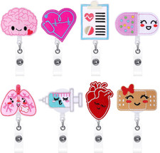 8 Pcs Nurse Badge Reels Pediatric Badge Reels Cute Felt Retractable Funny Nursin