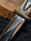 TED MILLER Handmade Custom Knife Stag Handle with Turquoise Inlays, Custom Stand — photo 8