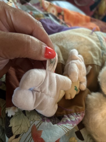 Lote sorpresa cachorro 1993 blanco rosa perro de parto con 2 cachorros bebés peluche de colección Hasbro - Imagen 14 de 21