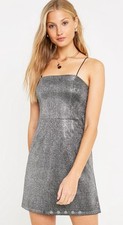 Urban Outfitters Collette Silver Glittery Moonbeam Mini Dress  Small Bnwt B112