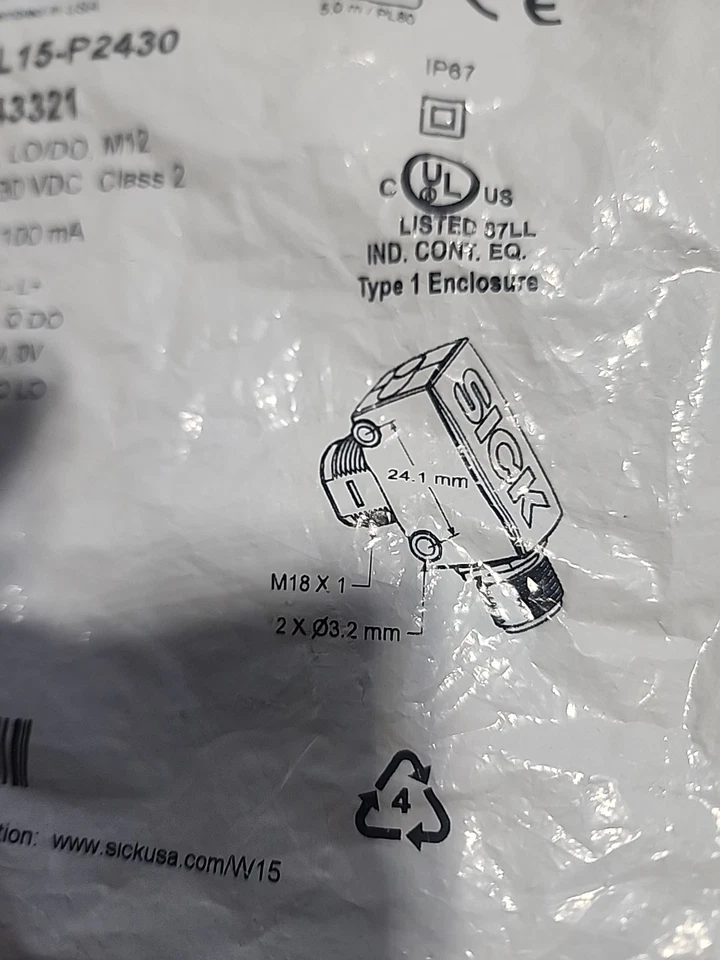 Sick 1043321 10-30VDC LN1120 Photoelectric Sensor WL15-P2430 PNP LO/DO M12 CLS 2 - Image 3 of 4