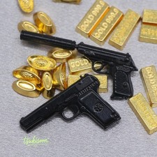 2PC Miniatures 1/6 Silencer Pistol Gun Model Fit for 12" Action Figure Fashion