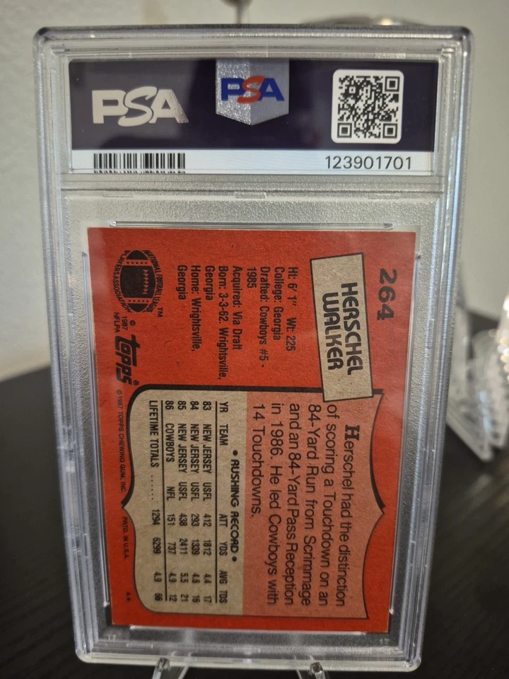 1987 Topps - Herschel Walker #264 Running Back in Dark Blue (RC) - Image 2 of 2