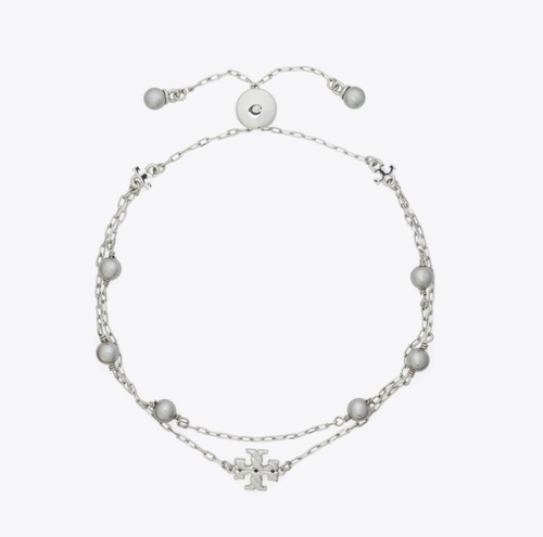 Tory Burch Pearl Double Slider 175488 Tory Silver / Gray Pearl $165 - Picture 17 of 17