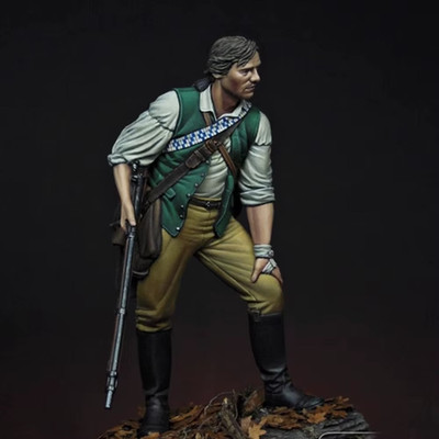 1/24 Scale 75mm, 1775 Frontiersman Rifleman Figurine Resin Statue Unassembled
