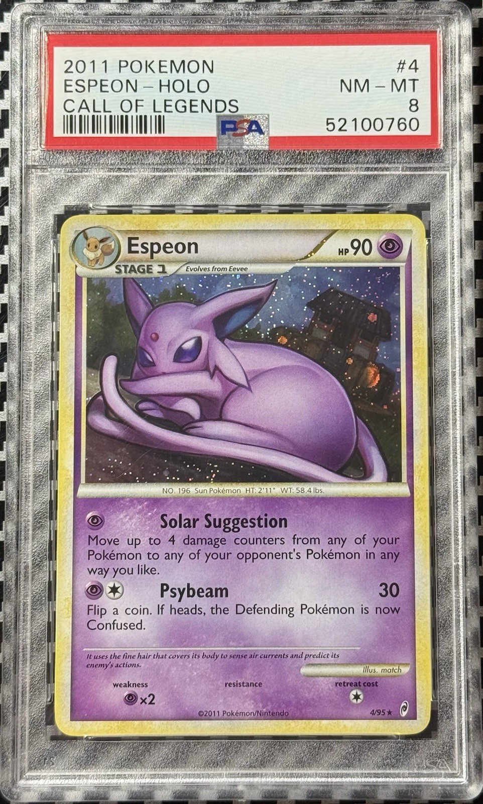 2011 Pokemon Call of Legends # 4 Espeon Holo PSA 8 Card NM-MINT Trusted Seller!