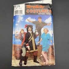 Pirate Hook Peter Pan XXS-XL Costume Simplicity 0639 7961 Sewing Pattern Uncut